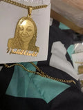 Custom Kids Photo Name Necklace Stainless Steel Portrait Pendant BFF