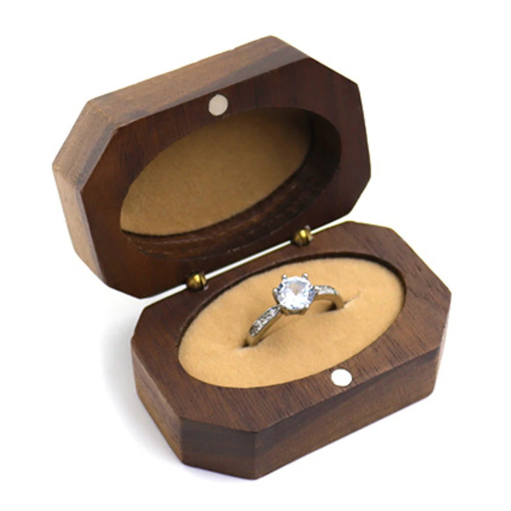Personalized Wedding Ring Box Vintage Walnut Wood Packaging Box