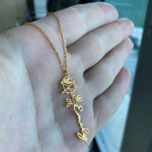 Personalized Rose Flower Name Necklaces Pendants For Women Wedding Jewelry