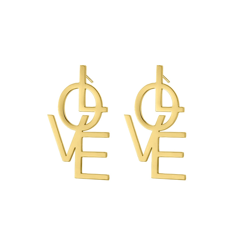 Personalized Stainless Steel Love Earrings - Bold Pierced Bling or Silver