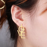 Personalized Stainless Steel Love Earrings - Bold Pierced Bling or Silver