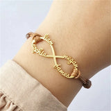 Personalized Stainless Steel Name Bracelet Adjustable Rope Bracelet for Women