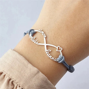 Personalized Stainless Steel Name Bracelet Adjustable Rope Bracelet for Women
