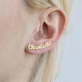 Custom Cursive Name Earrings - Stainless Steel Personalized Stud Earring