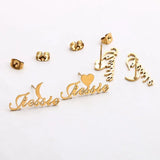 Custom Cursive Name Earrings - Stainless Steel Personalized Stud Earring