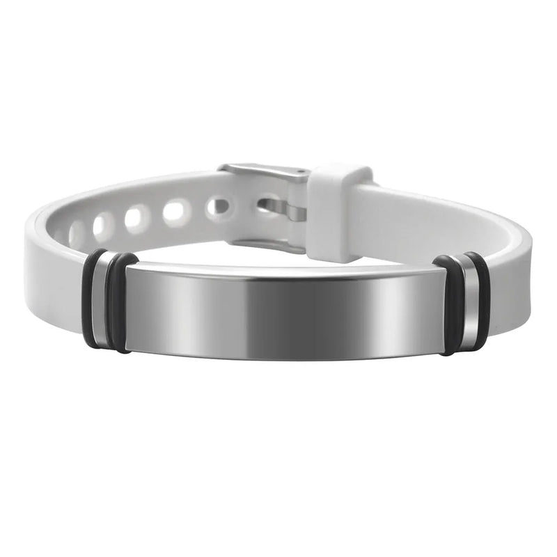 Personalized Leather Bangle Bracelet Stainless Steel Band