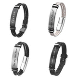 Personalized Leather Bangle Bracelet Stainless Steel Band