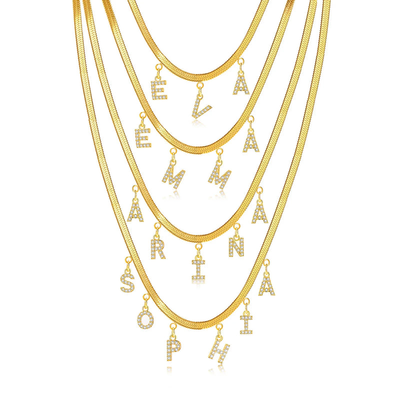 Personalized Zirconia Initial Name Necklace Womens,Letter Pendant