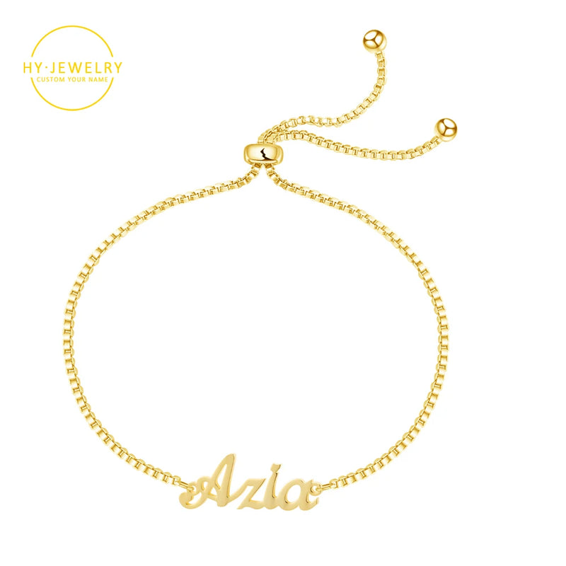 Custom Name Box Chain Links Bracelet - Stainless Steel Jewelry