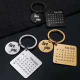 Custom Calendar Date Engraved Keyring Love You Keychain