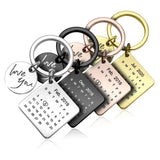 Custom Calendar Date Engraved Keyring Love You Keychain