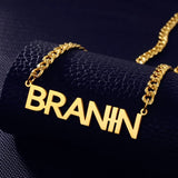 Men's Cuban Chain Nameplate Pendant Necklace