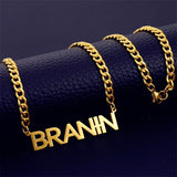 Men's Cuban Chain Nameplate Pendant Necklace