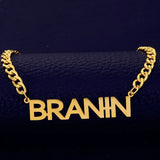 Men's Cuban Chain Nameplate Pendant Necklace