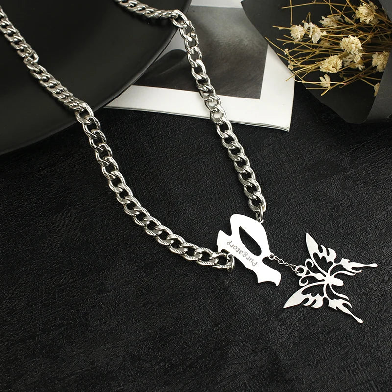 Custom Name Necklace Stainless Steel Multilayer Gothic Letter Initial Necklace