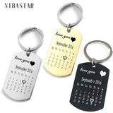 Personalized Engraving Key Chain Stainless Steel Calendar