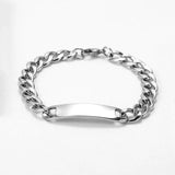 Personalized Stainless Steel Engraving Name Bracelet Silver Nameplate Wrist Band