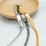 Personalized Stainless Steel Engraving Name Bracelet Silver Nameplate Wrist Band