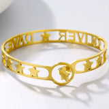 Adjustable Charm Name Bracelet Stainless Steel Cuff Bangle Gift