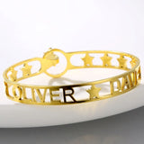 Adjustable Charm Name Bracelet Stainless Steel Cuff Bangle Gift