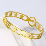 Adjustable Charm Name Bracelet Stainless Steel Cuff Bangle Gift