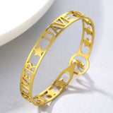 Adjustable Charm Name Bracelet Stainless Steel Cuff Bangle Gift