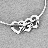 Personalized Multi-Name Peach Heart Pendant Bracelet
