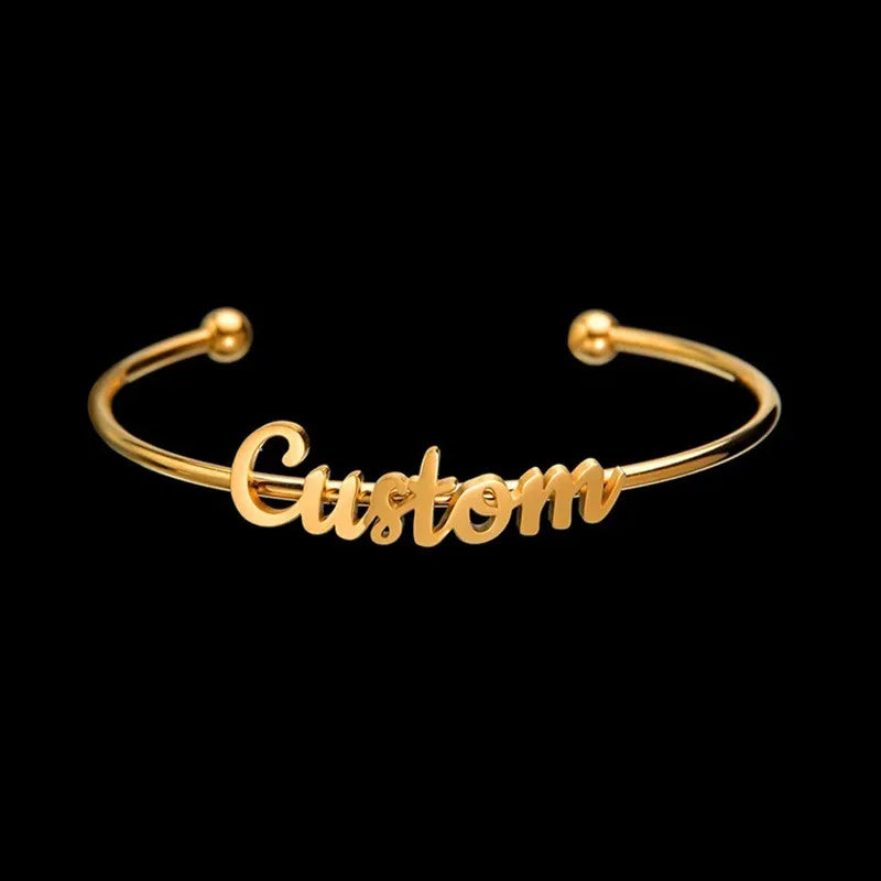 Personalized Name Bracelet Stainless Steel Cuff Engraved Gift Jewelry