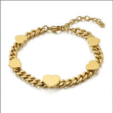 Personalized Stainless Steel Heart Family Names Bracelets Set