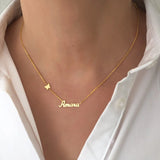 Custom Butterfly Name Necklaces Heart Shape Stainless Steel Letter Choker