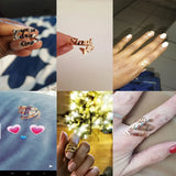 Personalized Butterfly Name Stainless Steel Rings Adjustable Size Wedding Rings