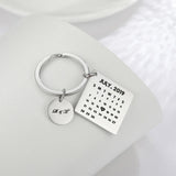 Personalized Calendar Gadget Keychain Stainless Steel Pendant Gift Couple