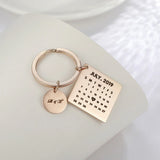 Personalized Calendar Gadget Keychain Stainless Steel Pendant Gift Couple