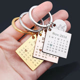 Personalized Calendar Gadget Keychain Stainless Steel Pendant Gift Couple