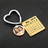 Personalized Calendar Keychain Photo Anniversary Date Engraved