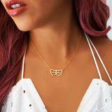 Personalized Double Name Necklace Heart Pendant Men Women Jewelry