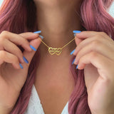 Personalized Double Name Necklace Heart Pendant Men Women Jewelry
