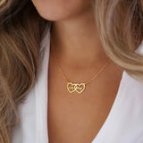Personalized Double Name Necklace Heart Pendant Men Women Jewelry