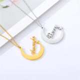 Personalized Moon Star Name Necklace Women's Stainless Steel Pendant Jewelry
