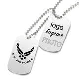 Engraved Dog Tag Military Photo ID Name Necklace