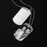 Engraved Dog Tag Military Photo ID Name Necklace