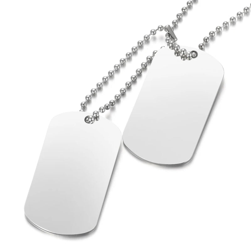 Engraved Dog Tag Military Photo ID Name Necklace