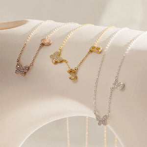 Personalized Letter Necklace, Stainless Steel Butterfly Jewelry Gift