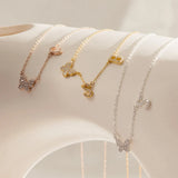 Personalized Letter Necklace, Stainless Steel Butterfly Jewelry Gift