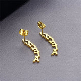 Custom Stainless Steel Letter Earrings for Women