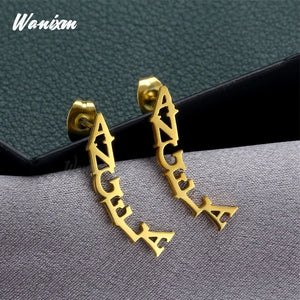 Custom Stainless Steel Letter Earrings for Women