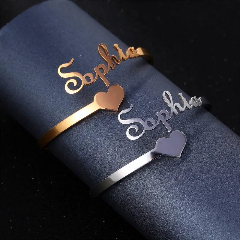 Customizable Name Cuff Bangles Stainless Steel Bracelets