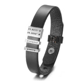 Custom Coordinates Leather Bracelet Engraved Name Date