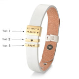 Custom Coordinates Leather Bracelet Engraved Name Date