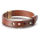 Custom Coordinates Leather Bracelet Engraved Name Date